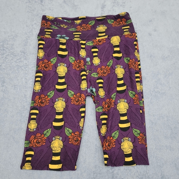 Lularoe women's flowers and bee print leggings - Picture 3 of 9